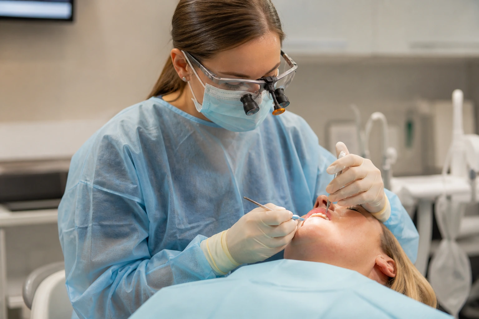 Periodontist performing crown lengthening procedure
