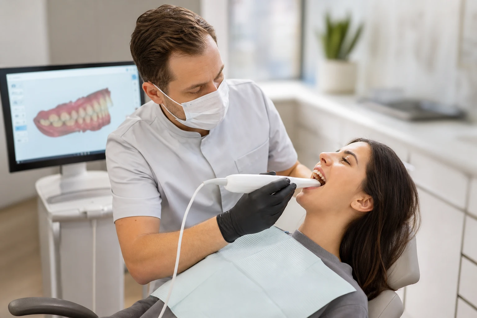 Dentist scanning teeth with iTero digital scanner