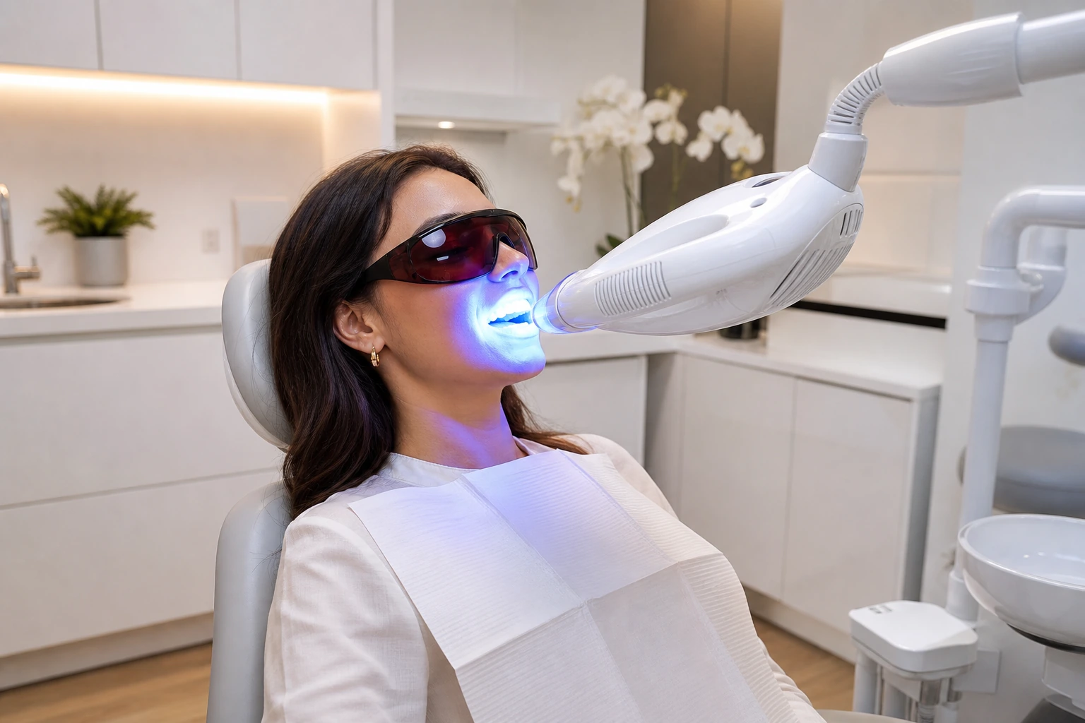 Patient undergoing professional Zoom teeth whitening